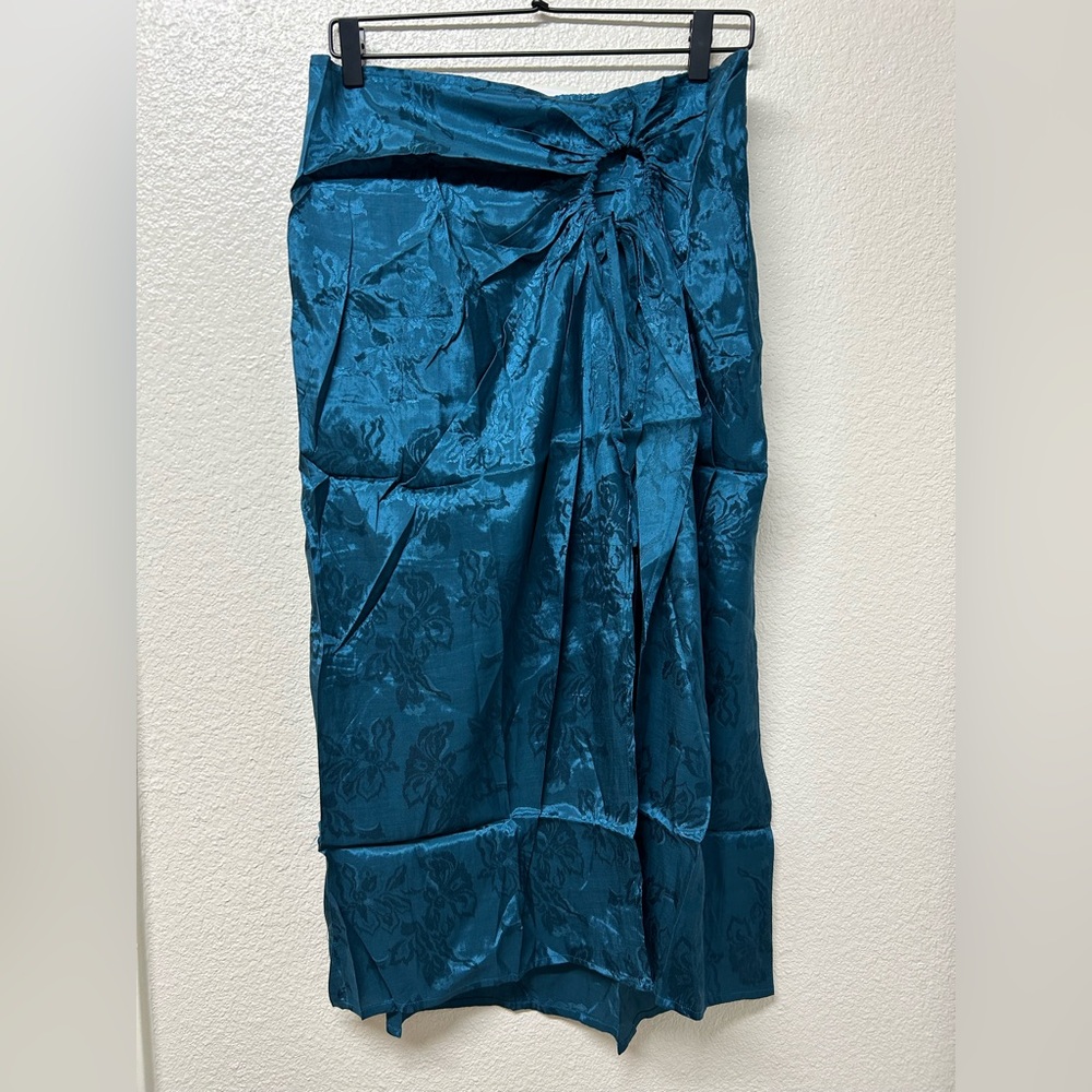 NWT Band of the Free Celene Teal Floral layered Midi Skirt